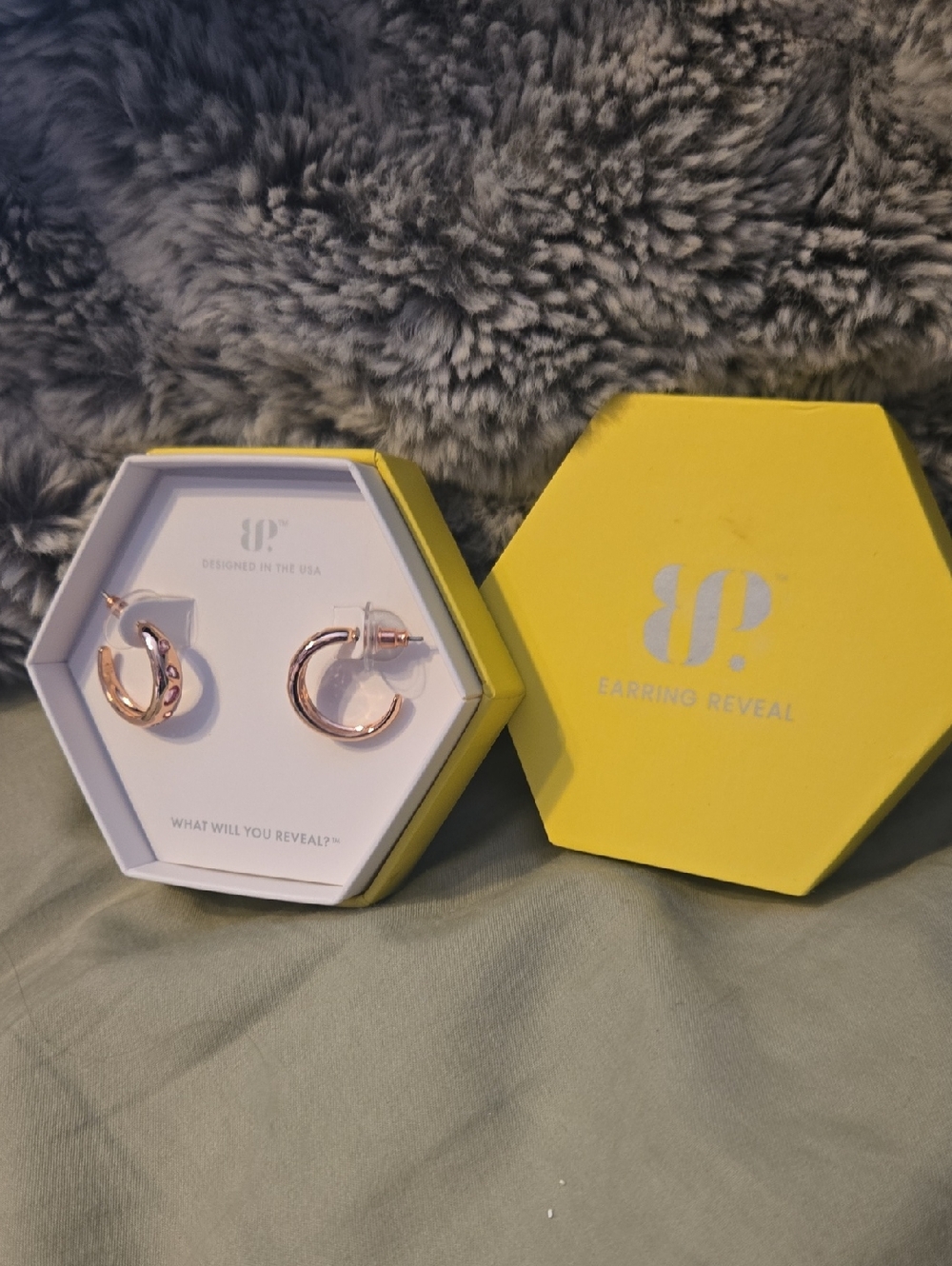 BP Bomb Party Rose Gold & Pink Small Hoop Earrings New Outdressing Expectations